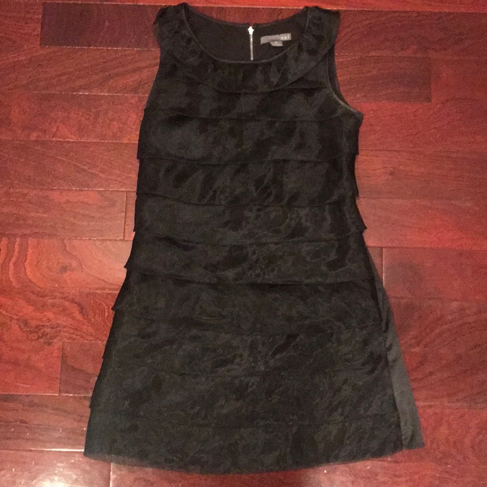 Black ruffle mini dress